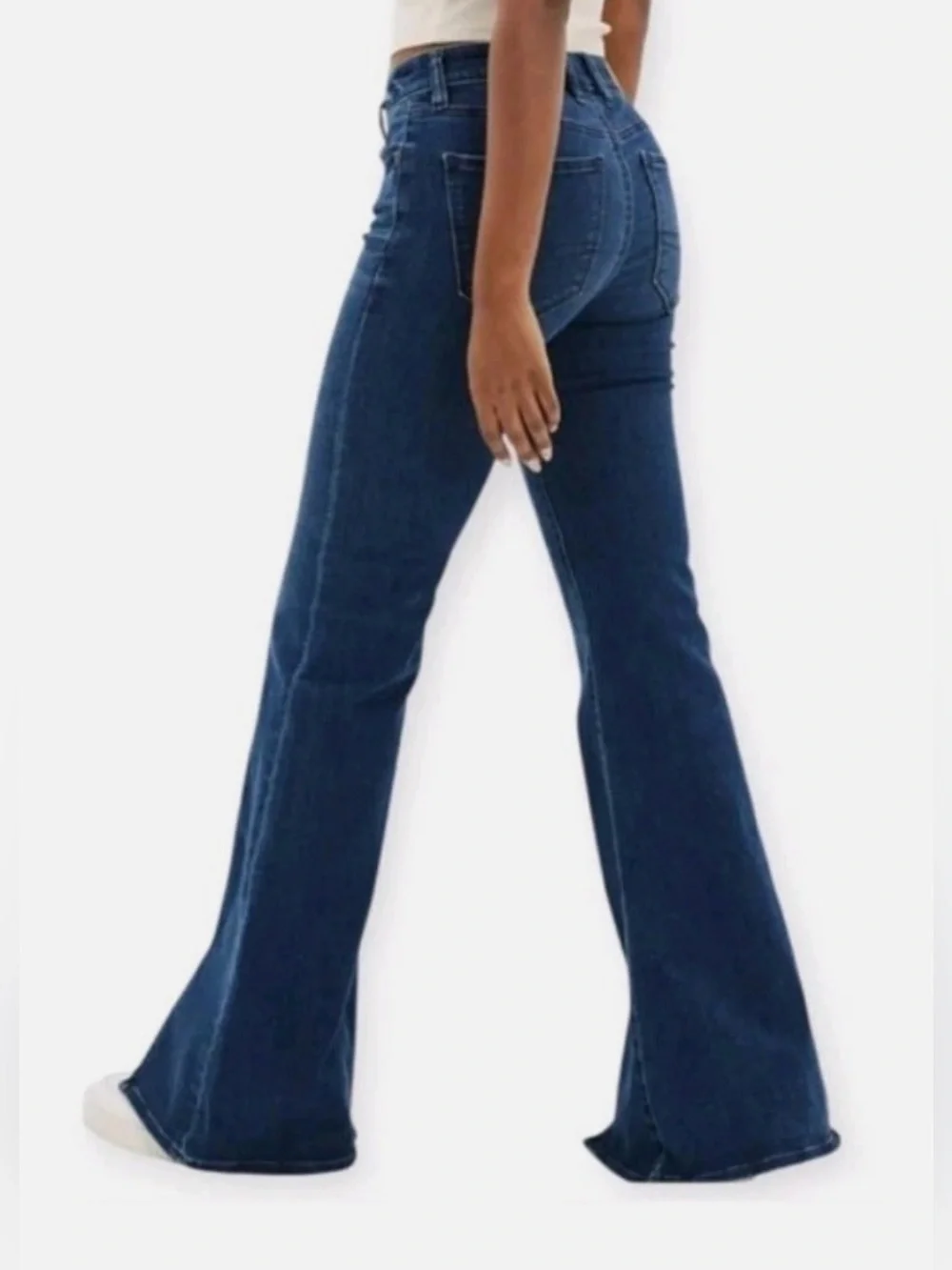 American Eagle Festival Flare Jeans Womens 10 Blue Med Wash High Rise Stretch